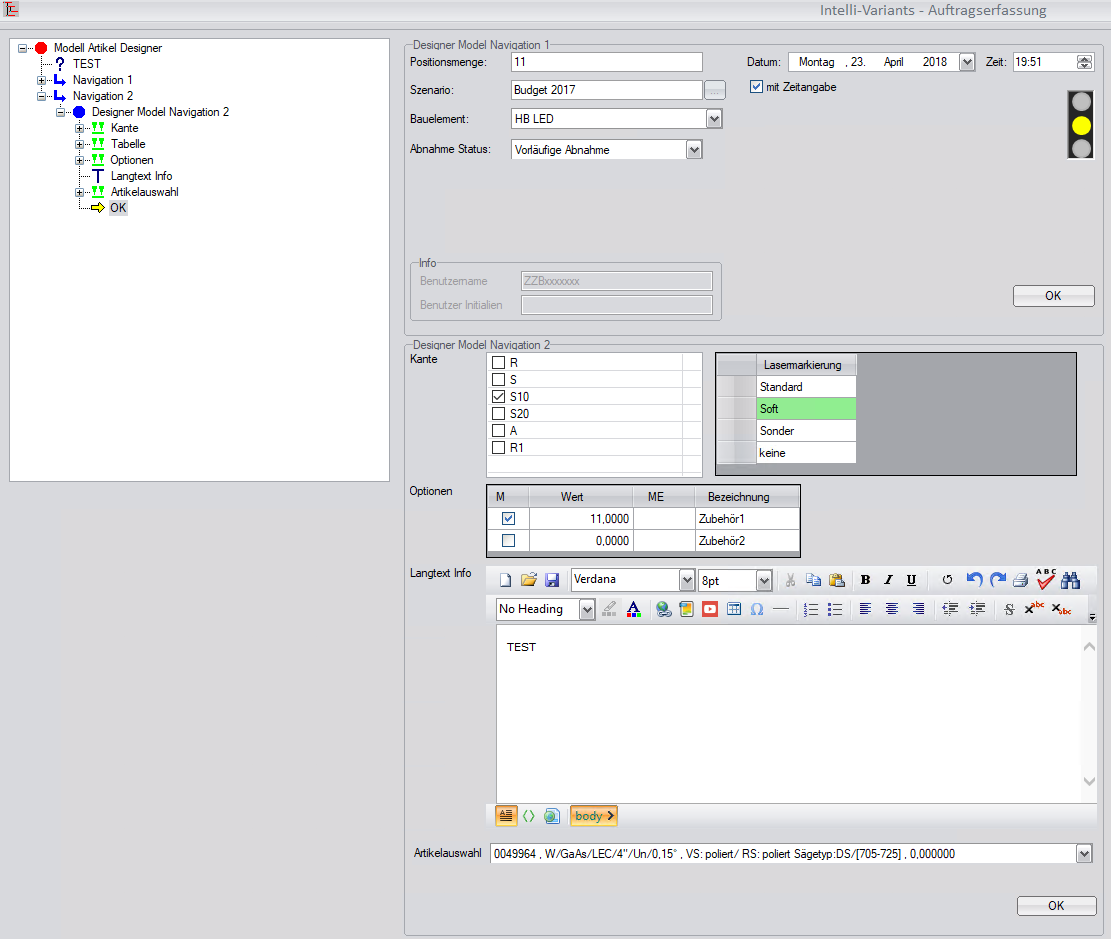 Intelli-Variants Panel Layout Control in der laufenden Konfiguration