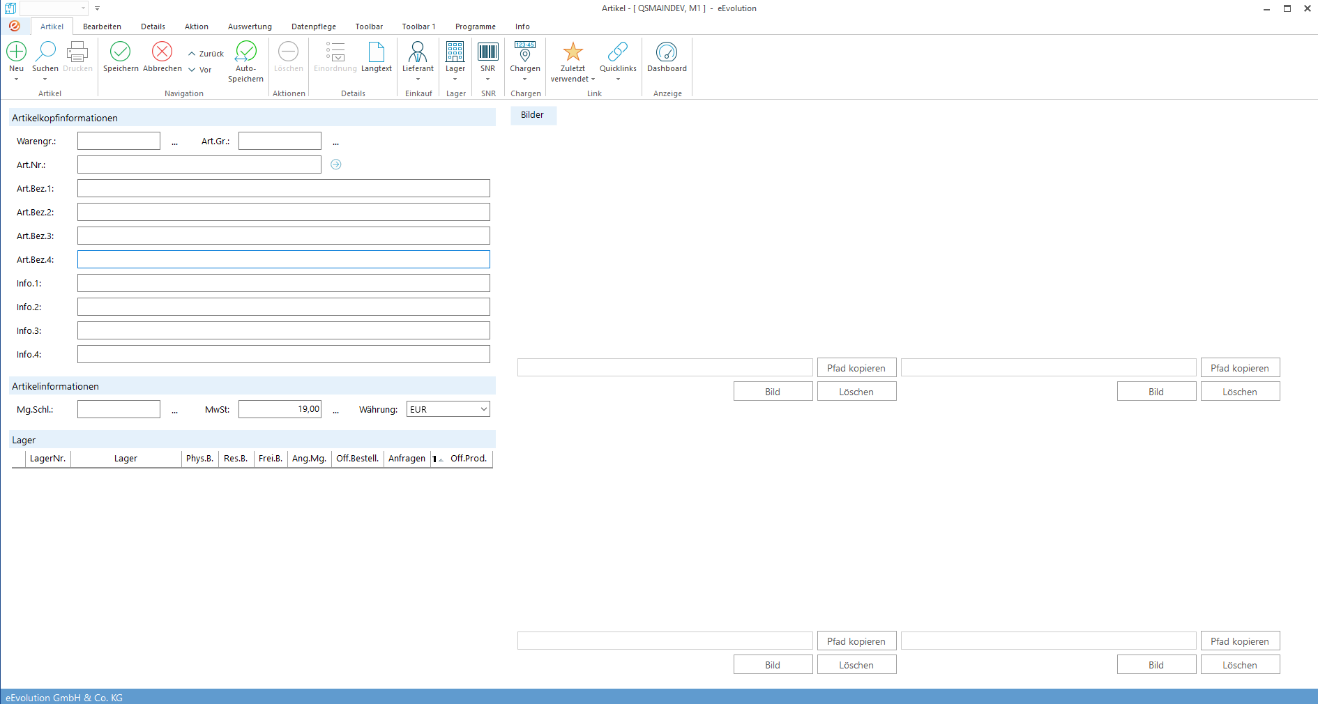eEvolution ERP – Wie funktioniert „Artikel anlegen“ in eEvolution? – Schritt 1