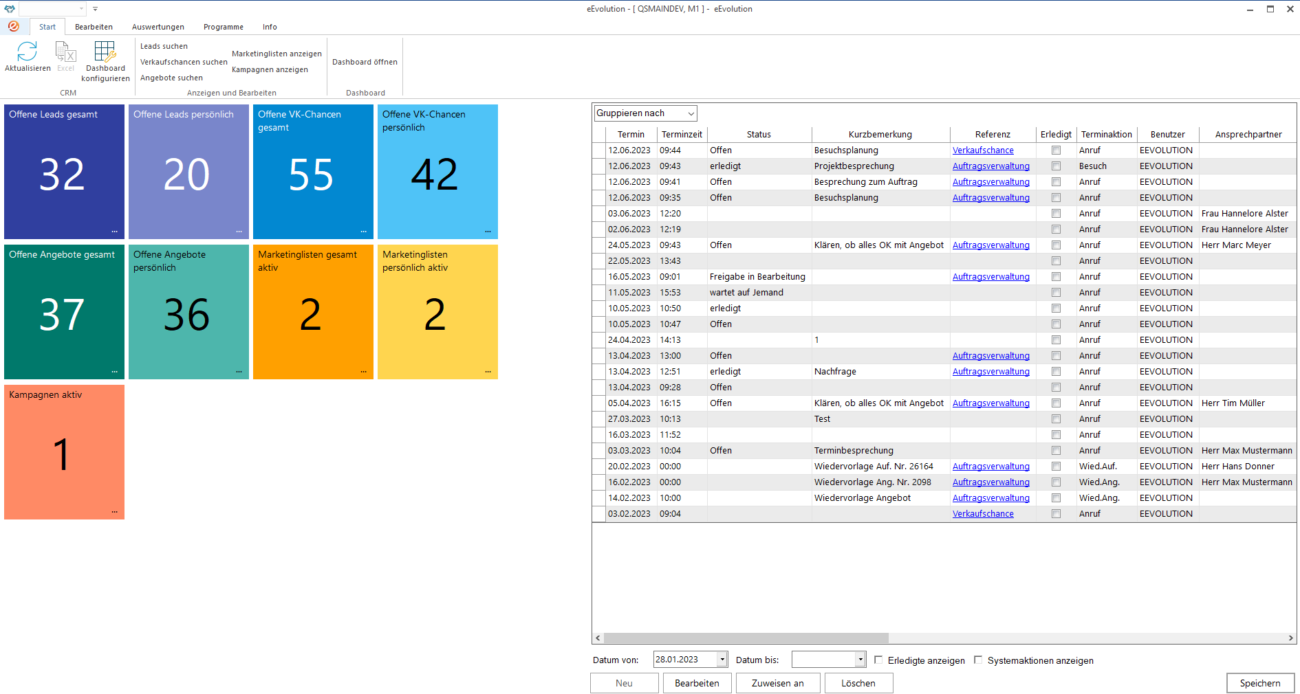 eEvolution ERP – Wie funktioniert „Reiter CRM im AngAuf“ in eEvolution? – Schritt 1