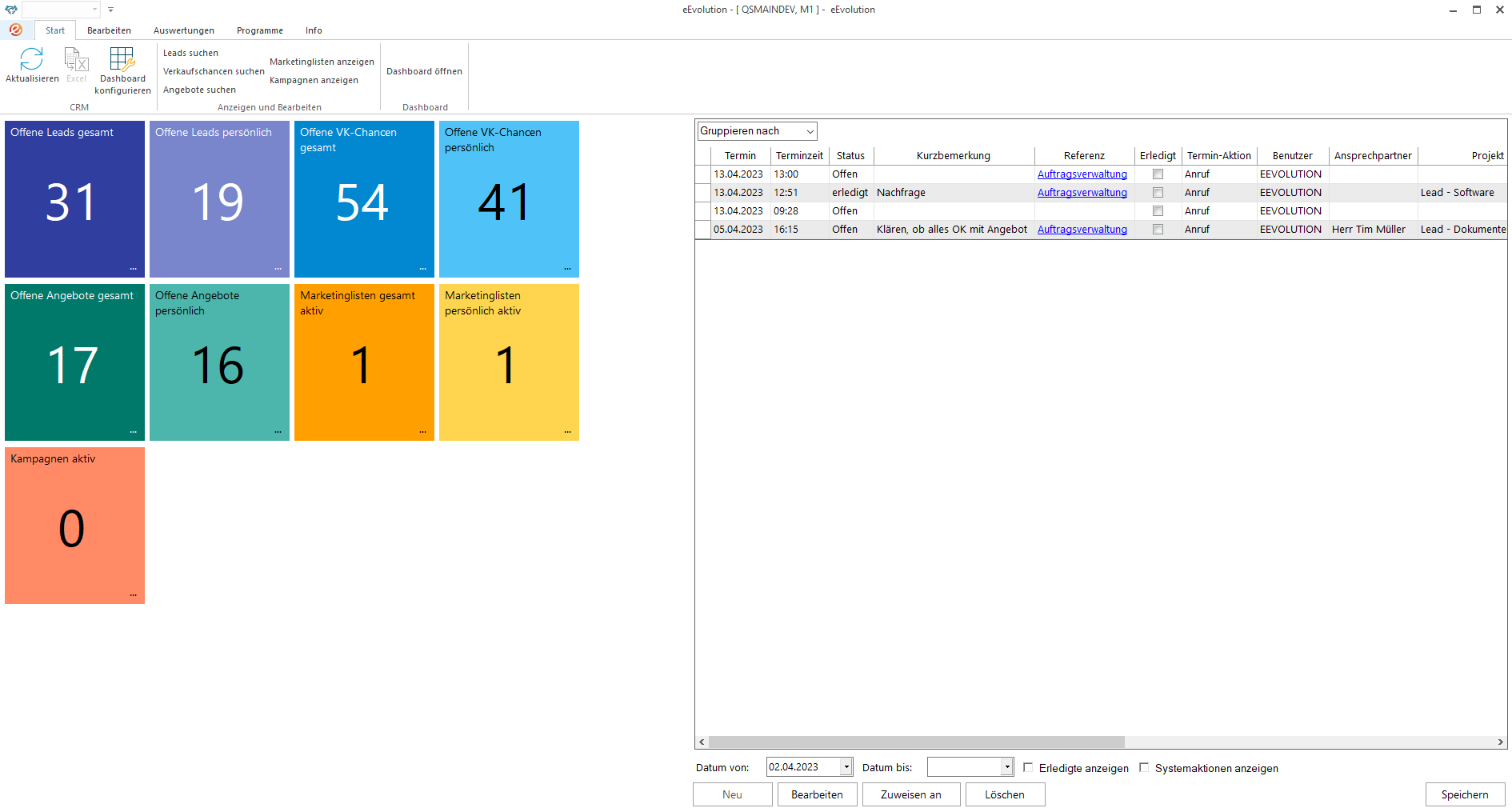 eEvolution ERP – Wie funktioniert „Marketingliste“ in eEvolution? – Schritt 1