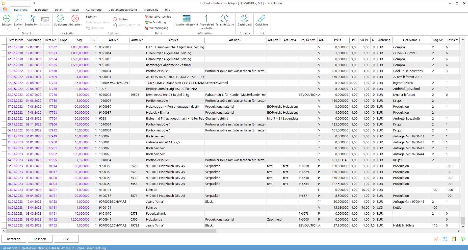 eEvolution ERP – Wie funktioniert „Eingehender Schriftverkehr Sammelbestellung“ in eEvolution? – Schritt 1