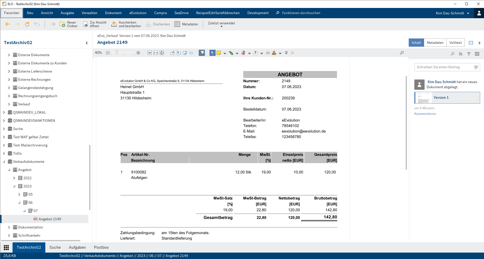eEvolution ERP – Wie funktioniert „Versionierung nach eEvolution“ in eEvolution? – Schritt 1