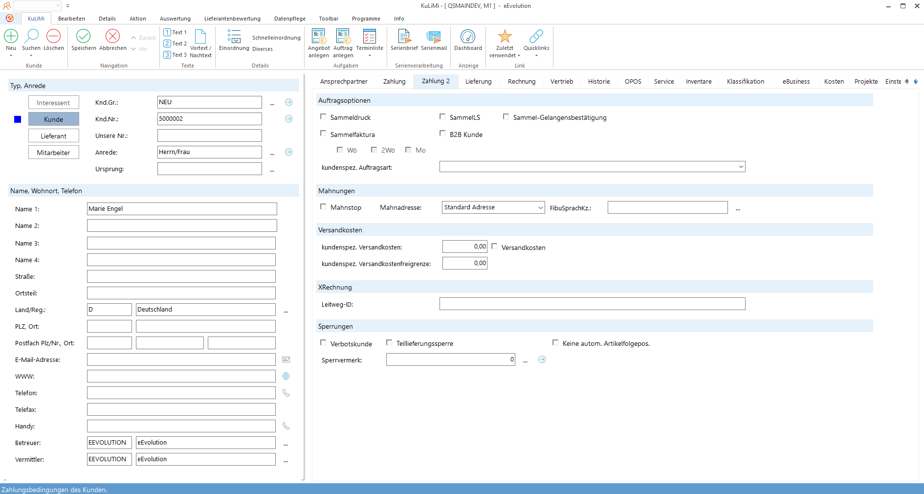 eEvolution ERP – Wie funktioniert „Druckvorbelegung für Kunden“ in eEvolution? – Schritt 1
